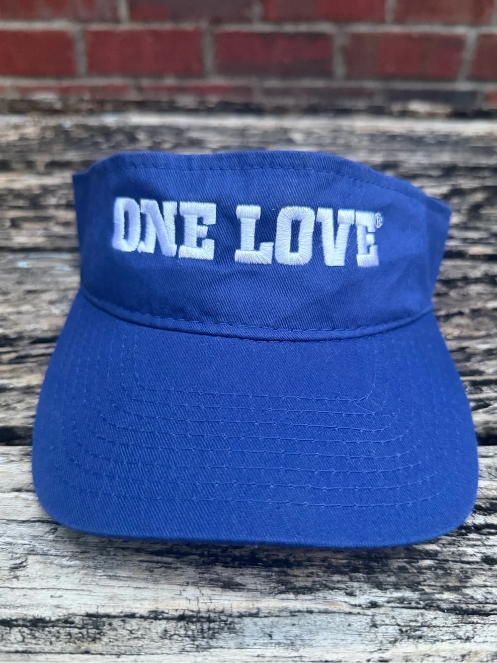 Raising Canes Chicken Finger Restaurant Blue 'ONE LOVE' Adjustable Visor Hat P1
